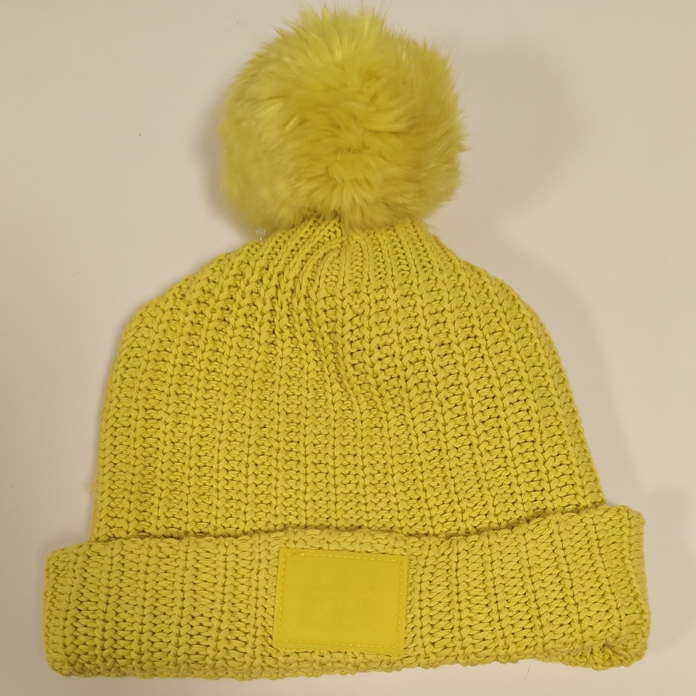 Love Your Melon Neon Yellow Pom Beanie Removeable Pom